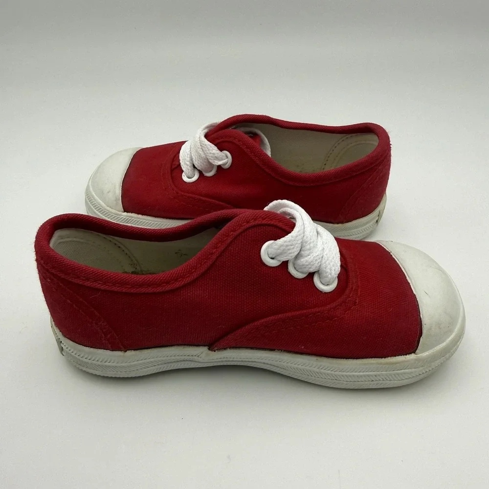 Vintage 1990s Okie Dokie Shoe Toddler Kids Size 7 Red & White Classic Canvas‎